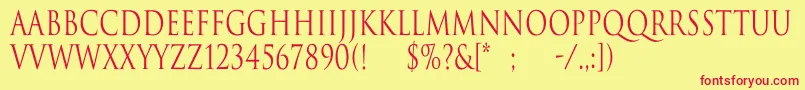 TrajanNormalCn Font – Red Fonts on Yellow Background