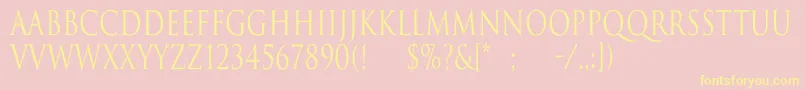 TrajanNormalCn-fontti – keltaiset fontit vaaleanpunaisella taustalla
