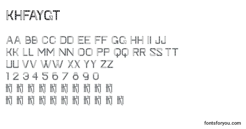 A fonte KhFaygt – alfabeto, números, caracteres especiais