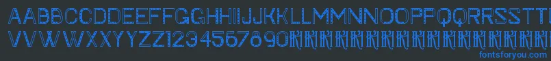 フォントKhFaygt – 黒い背景に青い文字