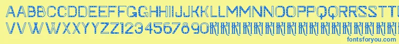 フォントKhFaygt – 青い文字が黄色の背景にあります。