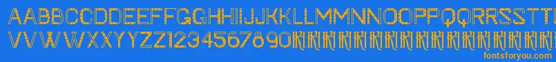 フォントKhFaygt – オレンジ色の文字が青い背景にあります。