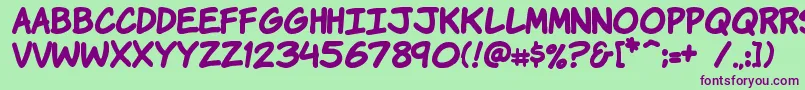 KomikaHandBold Font – Purple Fonts on Green Background