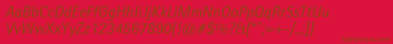 Fonte LibreSansSerifSsiItalic – fontes marrons em um fundo vermelho