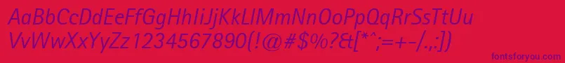 LibreSansSerifSsiItalic Font – Purple Fonts on Red Background