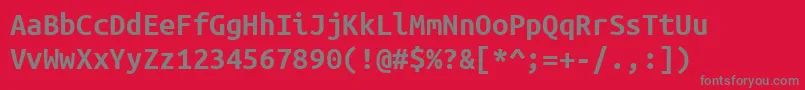 UbuntuMonoBold-Schriftart – Graue Schriften auf rotem Hintergrund