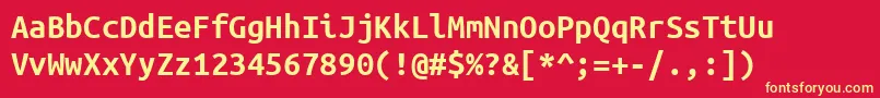 Fonte UbuntuMonoBold – fontes amarelas em um fundo vermelho