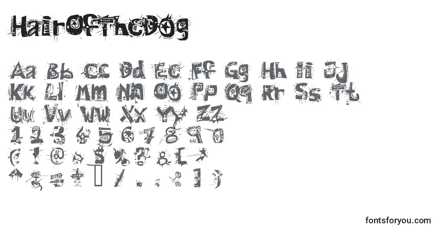 A fonte HairOfTheDog – alfabeto, números, caracteres especiais