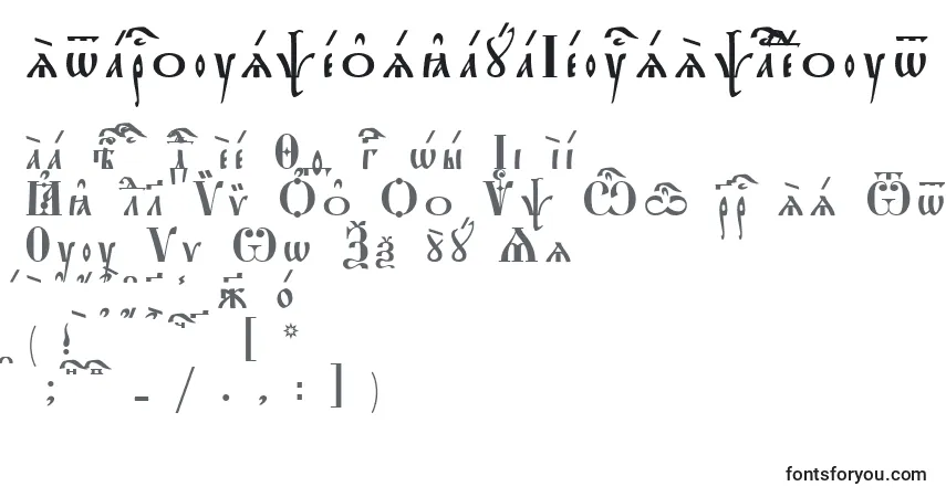 Czcionka StarouspenskayaIeucsSpacedout – alfabet, cyfry, specjalne znaki