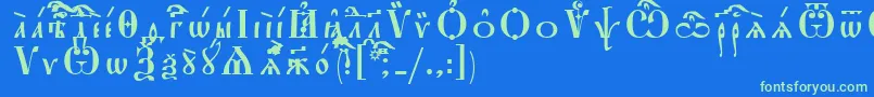 Czcionka StarouspenskayaIeucsSpacedout – zielone czcionki na niebieskim tle