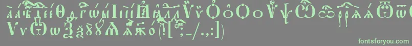 フォントStarouspenskayaIeucsSpacedout – 灰色の背景に緑のフォント