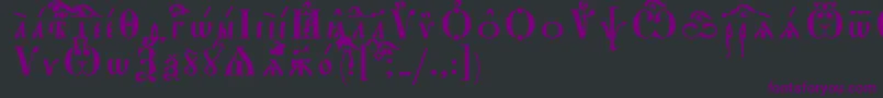 Czcionka StarouspenskayaIeucsSpacedout – fioletowe czcionki na czarnym tle
