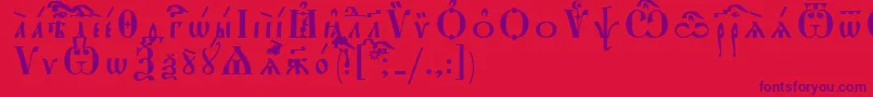 Шрифт StarouspenskayaIeucsSpacedout – фиолетовые шрифты на красном фоне