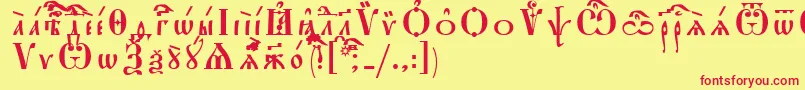 StarouspenskayaIeucsSpacedout Font – Red Fonts on Yellow Background