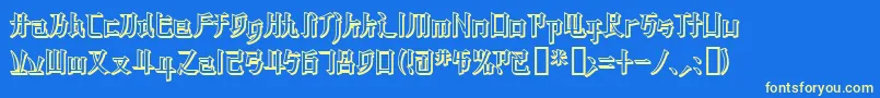 フォントKzbladerunner2 – 黄色の文字、青い背景