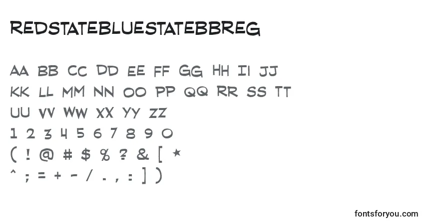 Czcionka RedstatebluestatebbReg – alfabet, cyfry, specjalne znaki