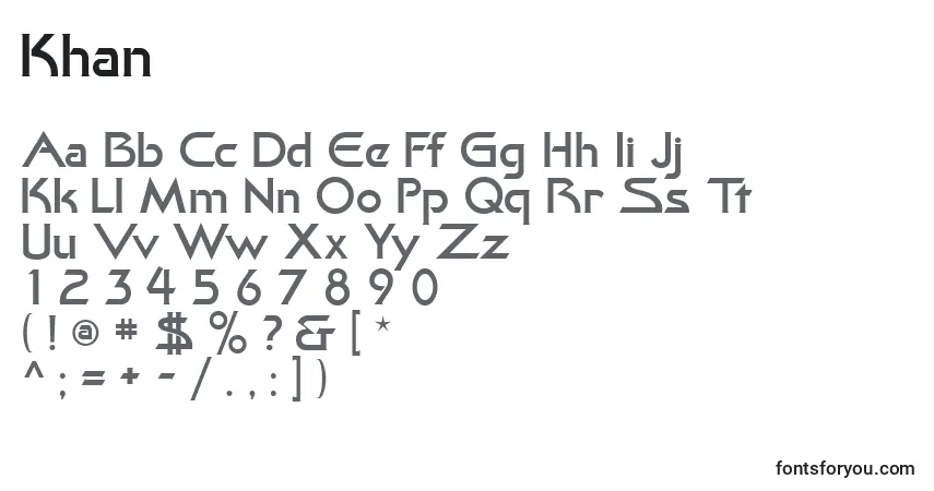 Czcionka Khan – alfabet, cyfry, specjalne znaki