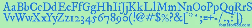 ImFellDwPicaRoman-fontti – siniset fontit vihreällä taustalla