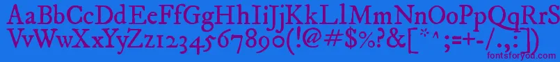 Czcionka ImFellDwPicaRoman – fioletowe czcionki na niebieskim tle