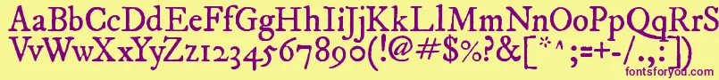 ImFellDwPicaRoman Font – Purple Fonts on Yellow Background
