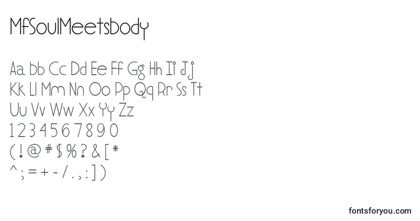 A fonte MfSoulMeetsBody – alfabeto, números, caracteres especiais