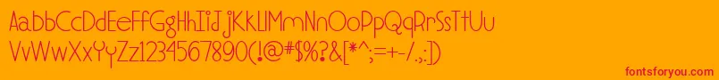 MfSoulMeetsBody-Schriftart – Rote Schriften auf orangefarbenem Hintergrund