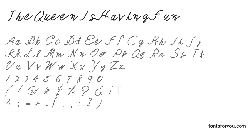 Шрифт TheQueenIsHavingFun – алфавит, цифры, специальные символы