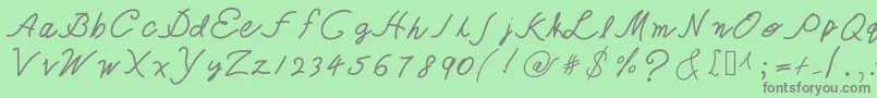 フォントTheQueenIsHavingFun – 緑の背景に灰色の文字