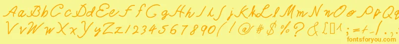 Weitere Informationen zur TheQueenIsHavingFun-Schriftart TheQueenIsHavingFun-Schriftart – Orangefarbene Schriften auf gelbem Hintergrund