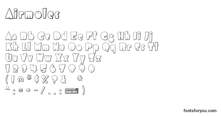 Schriftart Airmoles – Alphabet, Zahlen, spezielle Symbole