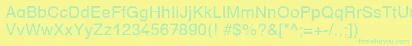 DruckschriftDb Font – Green Fonts on Yellow Background