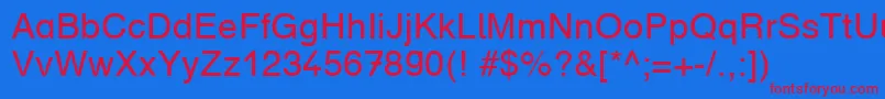 フォントDruckschriftDb – 赤い文字の青い背景