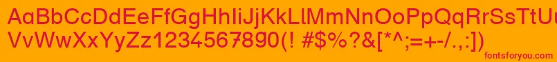 フォントDruckschriftDb – オレンジの背景に赤い文字