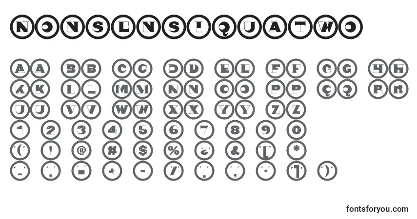 A fonte Nonsensiquatwo – alfabeto, números, caracteres especiais