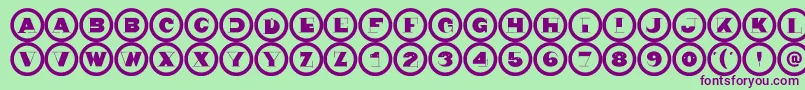 Nonsensiquatwo-Schriftart – Violette Schriften auf grünem Hintergrund