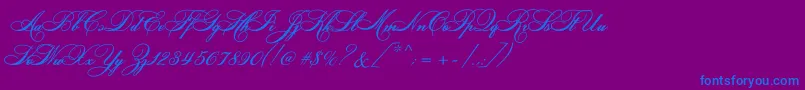 Bethoveenc-Schriftart – Blaue Schriften auf violettem Hintergrund