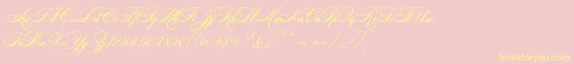 Bethoveenc-Schriftart – Gelbe Schriften auf rosa Hintergrund