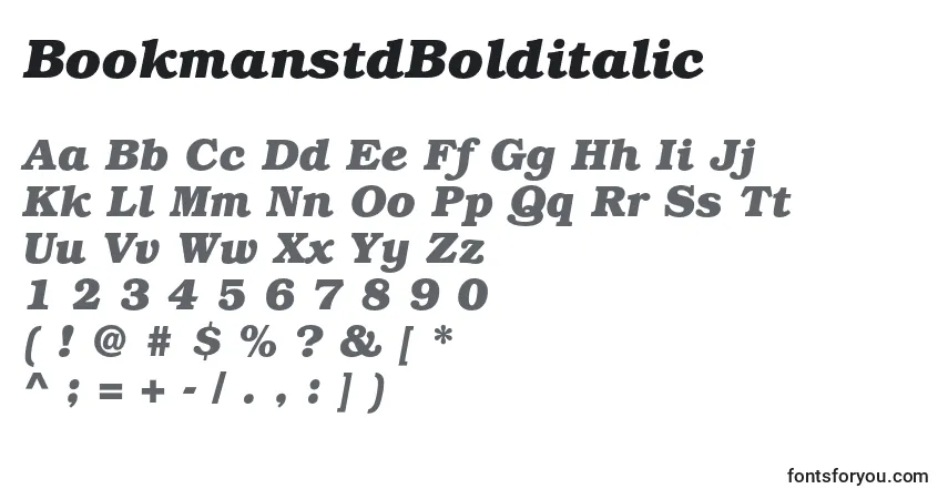 Шрифт BookmanstdBolditalic – алфавит, цифры, специальные символы