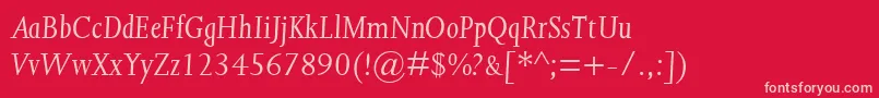 JoannaMtItalic Font – Pink Fonts on Red Background