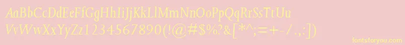 JoannaMtItalic Font – Yellow Fonts on Pink Background