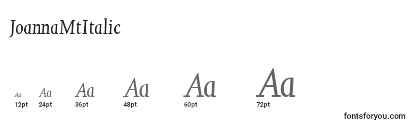 JoannaMtItalic Font Sizes