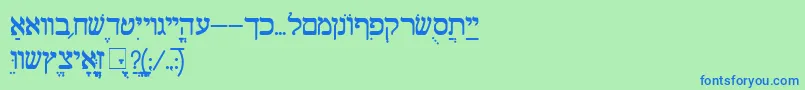 ShalomOldStyle-Schriftart – Blaue Schriften auf grünem Hintergrund