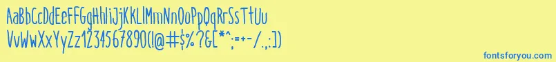 フォントItaloMedium – 青い文字が黄色の背景にあります。