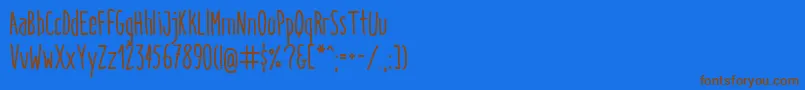フォントItaloMedium – 茶色の文字が青い背景にあります。