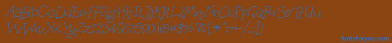 BmdOrganicFridaysItalic-Schriftart – Blaue Schriften auf braunem Hintergrund