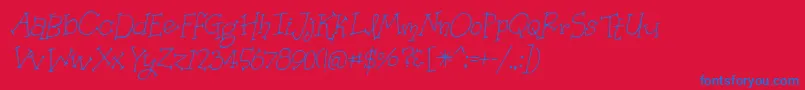 BmdOrganicFridaysItalic-Schriftart – Blaue Schriften auf rotem Hintergrund