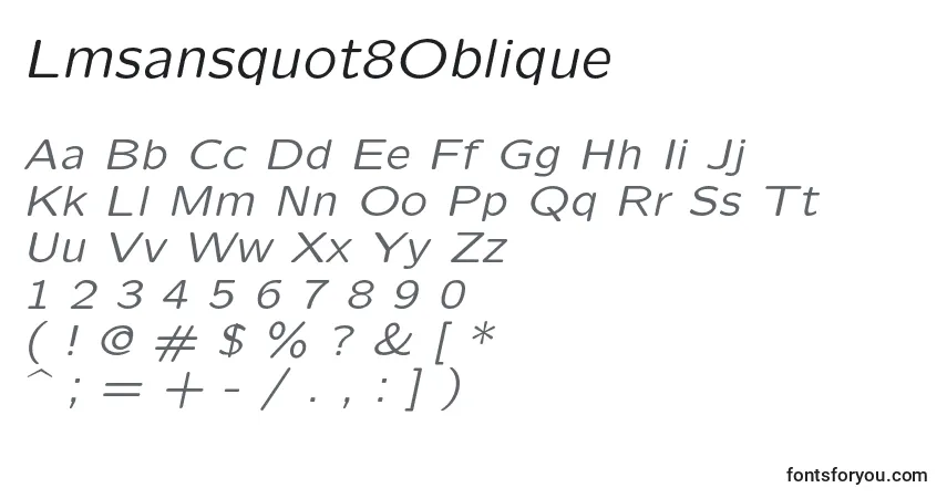Czcionka Lmsansquot8Oblique – alfabet, cyfry, specjalne znaki