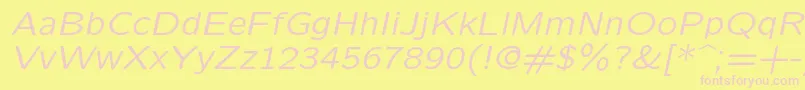 Lmsansquot8Oblique-fontti – vaaleanpunaiset fontit keltaisella taustalla