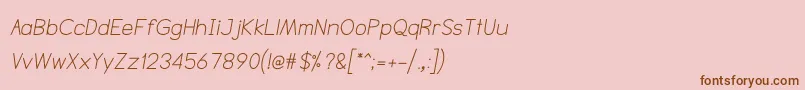 NtsakkharaItalic-Schriftart – Braune Schriften auf rosa Hintergrund