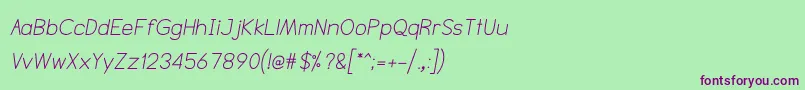 NtsakkharaItalic-Schriftart – Violette Schriften auf grünem Hintergrund